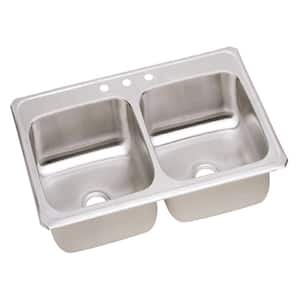 Celebrity Drop-In Stainless Steel 43 in. 3-Hole Double Bowl Kitchen Sink