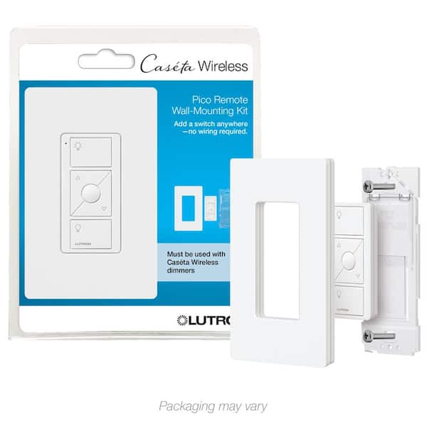 Lutron Pico Smart Remote Wall Mounting Kit, for Caseta Smart Dimmer Switch 3-Way Applications, White (PJ2-WALL-WH-L01)
