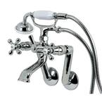 Victorian 3-Handle Tub Wall Claw Foot Tub Faucet with Hand shower in Chrome