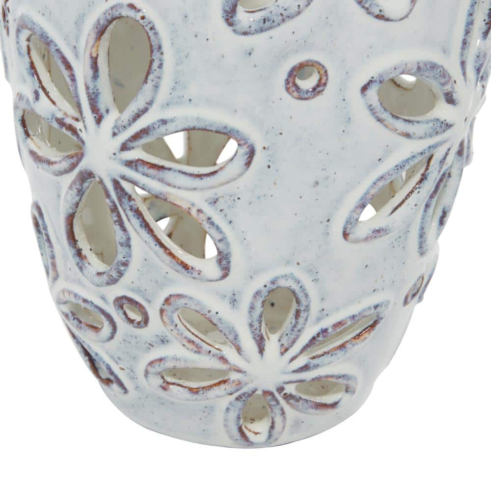 Charming Daisy Cut-Out 13.5" White Ceramic Table Vase Set
