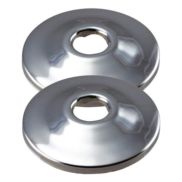 Westbrass 2-3/8 in. x 1/2 in. Nominal Copper Shallow Grip Flange in Polished Chrome (2-Pack)