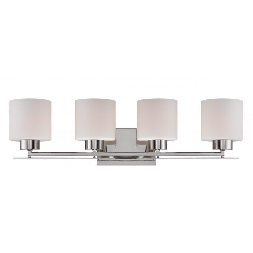 Parallel 29 in. 4-Light Polished Nickel Vanity Light with Etched Opal Glass Shade price history on PriceWatchPro