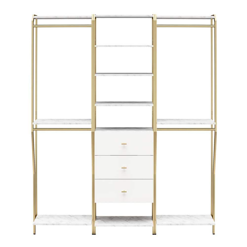 Gwyneth Closet 4 Piece Bundle-Shelves, Vanity, Hanging Rods