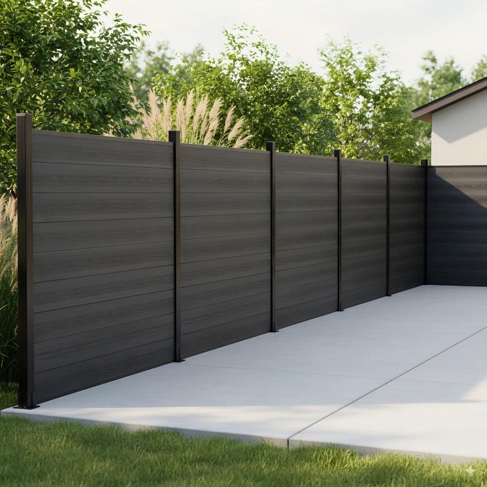 mondaria Outdoor 6 ft. H x 6 ft. W Black Composite Fence Panel with One  Aluminum Post Garden Fence CF00101 - The Home Depot, image size:1000x1000