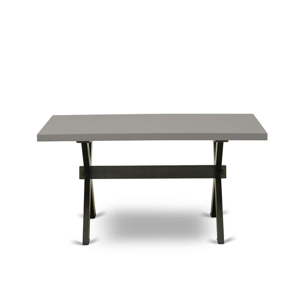 7-Piece Black and Cement Dining Set with X-Style Table