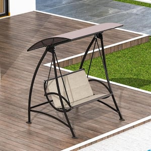 2-Person Metal Luxury Outdoor Patio Swing Chair, Canopy Adjustable