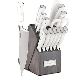 15-Piece Stainless Steel Knife Set with Block High Carbon in White/Charcoal Grey