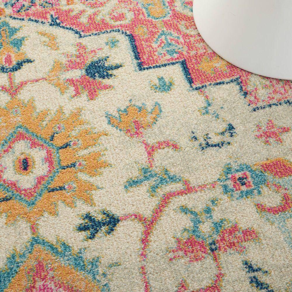 Passion Floral Symphony Blue Rectangular 6'7" x 9'6" Synthetic Rug