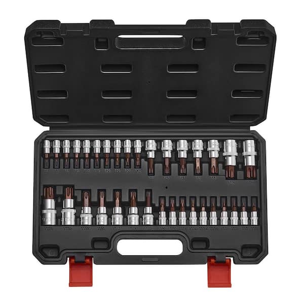 Torx Bit Socket Set, 34-Piece Solid Star and Tamper Proof T6-T70, S2 Alloy Steel and Cr-V Steel, for Hand Use
