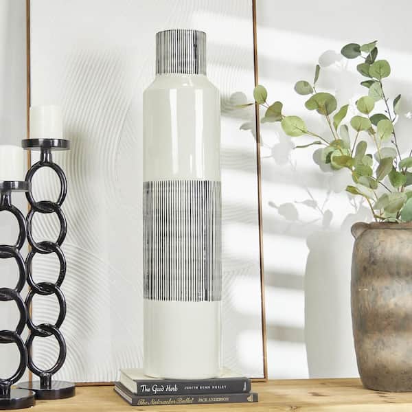 31 in. White Handmade Ceramic Decorative Vase