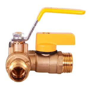 1-1/4 in. Press High Flow Drain Ball Valve, 3-Way Adjustable Flow Path, Brass