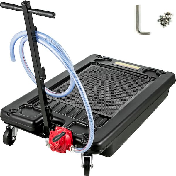 SKYSHALO Portable Oil Drain Pan with Pump 64 L Oil Drain Pan 17 Gal. Low Profile Oil Drain Pan with 8 ft. Hose for SUV Car