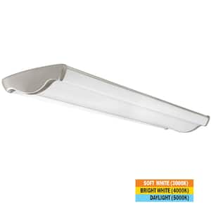 4 ft. 64-Watt Equivalent Vintage Industrial Brushed Nickel LED Shop Light 3600 Lumens 3000K 4000K 5000K