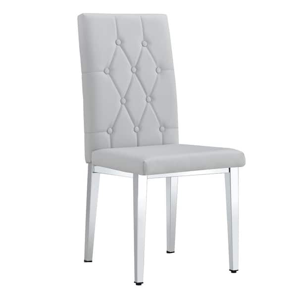 Modern Light Gray PU Leather Seat Dining Chairs Set of 4 for Kitchen, Living, Dining Room