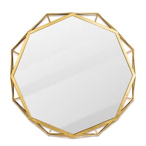 28.15 in. H x 28.15 in. W Modern Medium Irregular Framed Iron Gold Modern Glass Mirror
