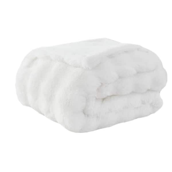 GHOUSE ILTB White Faux Rabbit Fur 50 x 60 Soft Cozy Throw