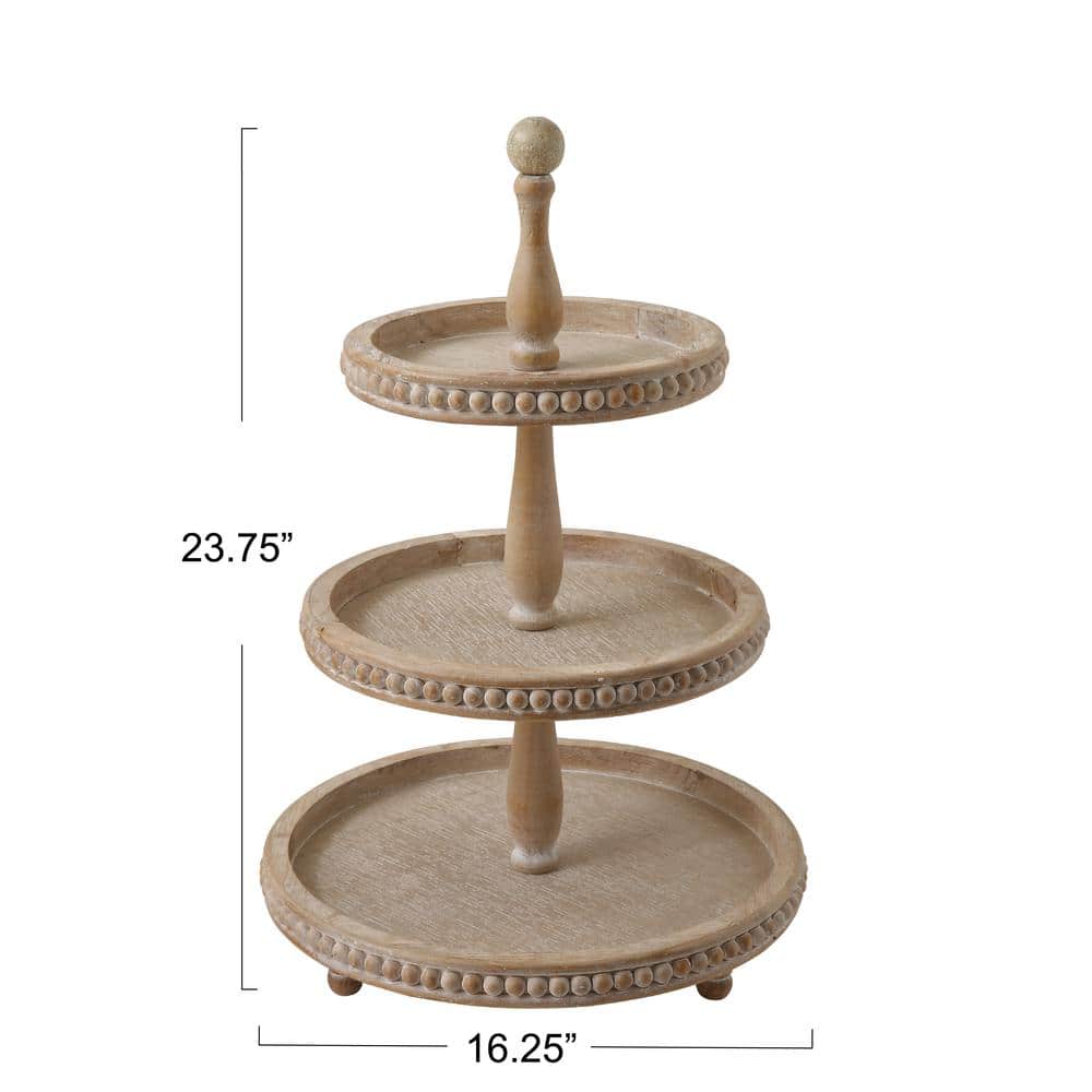Whitewashed Woodland Round 3-Tier Decorative Tray