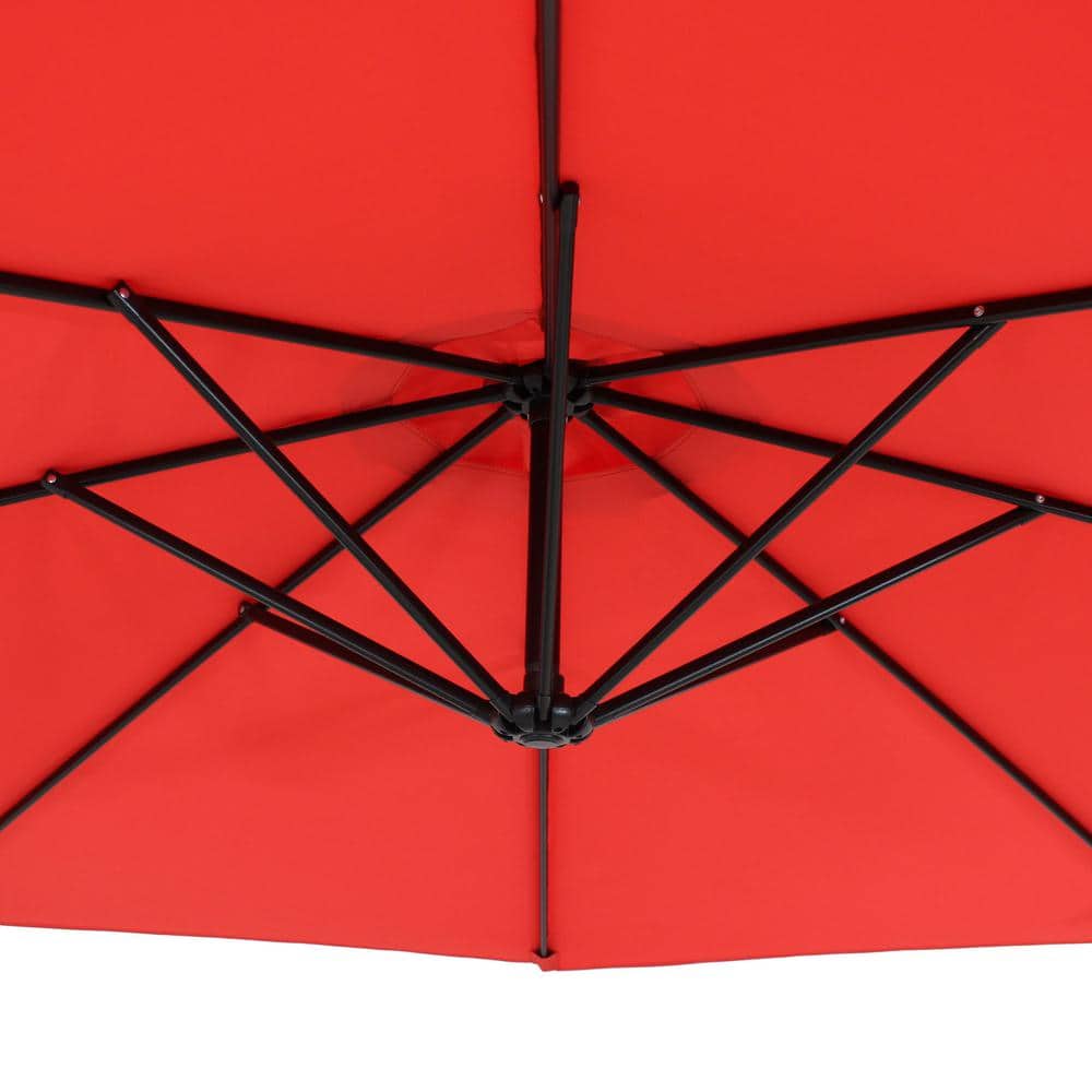 Cherry Red Steel Cantilever Patio Umbrella with Polyester Canopy