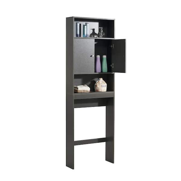 Aoibox 25 in. W x 77 in. H x 7.9 in. D Gray MDF Bathroom Over-The-Toilet Storage with Doors, Adjustable Shelves, Cabinet