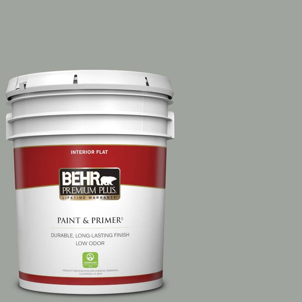 BEHR PREMIUM PLUS 5 gal. #710F-4 Sage Gray Flat Low Odor Interior