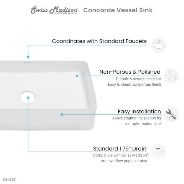 Concorde 24 in. Rectangle Ceramic Vessel Sink