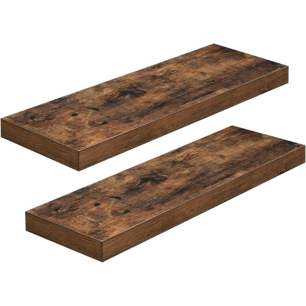 23.6 in. W x 7.9 in. D Rustic Brown Decorative Wall Shelf, Set of 2
