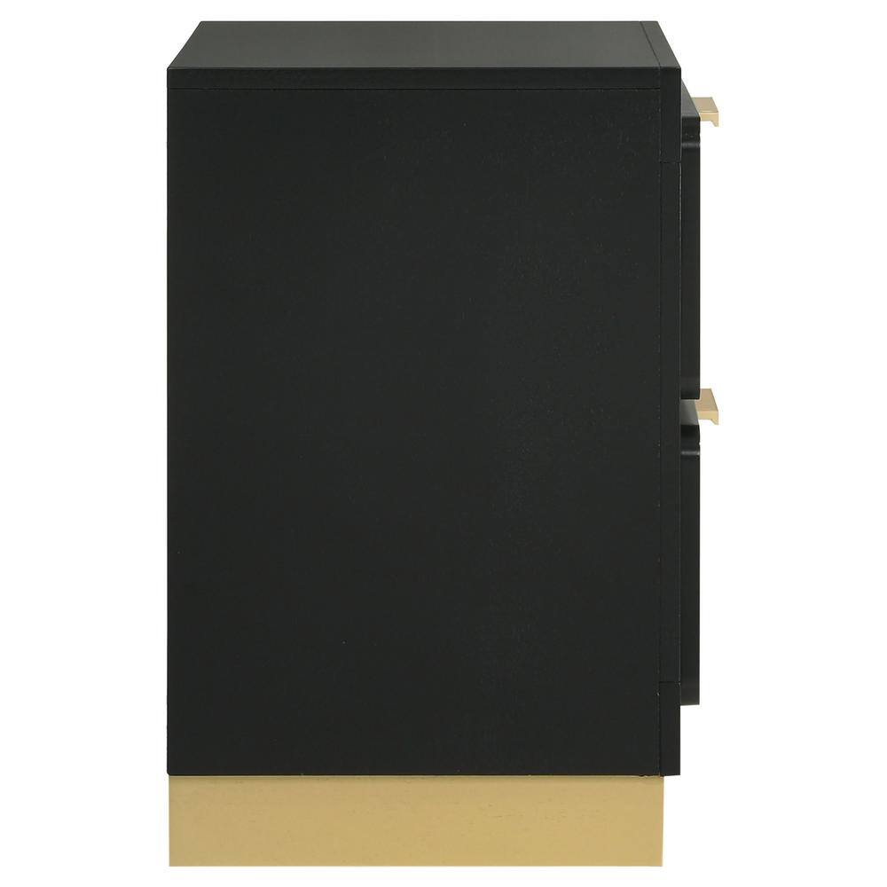 Black and Gold 2-Drawer Modern Nightstand