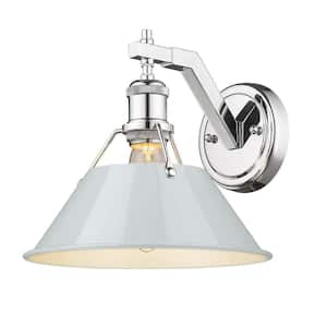 Orwell 10 in. 1-Light Chrome and Dusky Blue Wall Sconce