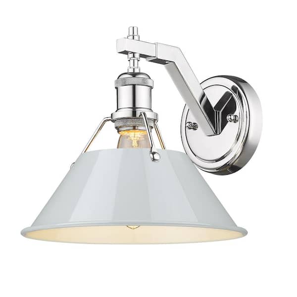 Golden Lighting Orwell 10 in. 1-Light Chrome and Dusky Blue Wall Sconce