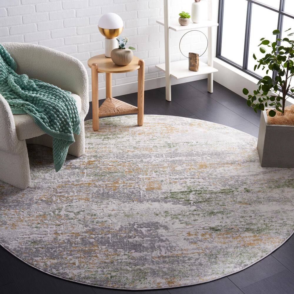 Palma 7 ft. x 7 ft. Round Gray/Green Abstract Distressed Area Rug price history on PriceWatchPro