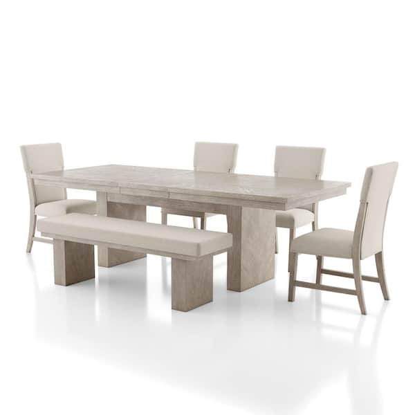 Bronin 6-Piece Natural Wood Top Dining Room Set (Seats 6)