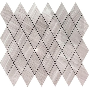 Wooden Gray 11.6 in. x 12 in. Diamond Polished Marble Mosaic Tile (4.83 sq. ft./Case)