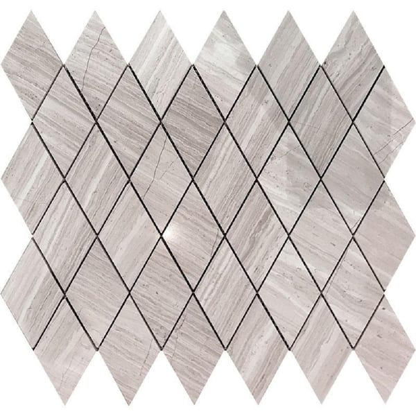 Apollo Tile (Sample) Gray 4-in x 4-in Carrara-look Marble Diamond Mosaic Floor and Wall Tile