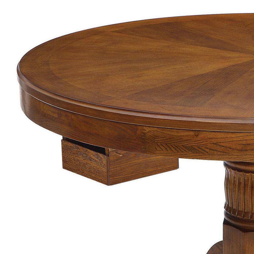 47 Inch Round Oak Brown Poker and Dining Table