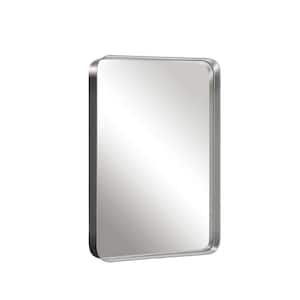 Silver 32 in. W x 50 in. H Rounded Rectangle Aluminum Alloy Electroplated Wall Mirror