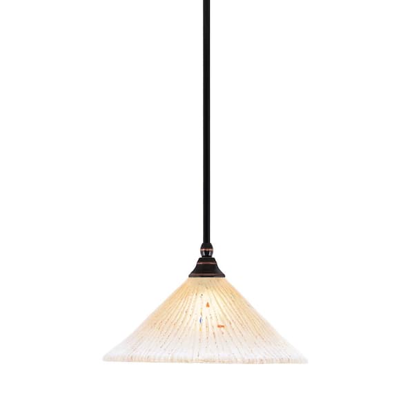 Unbranded Sparta 100-Watt 1 Light Black Copper Shaded Pendant, Mini Pendant Light with Amber Crystal Shade No Bulb Included