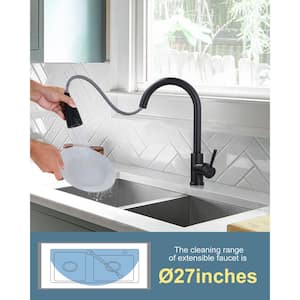 Single-Handle Pull-Down Sprayer Kitchen Faucet with Stream and PowerSpray Mode in Matte Black