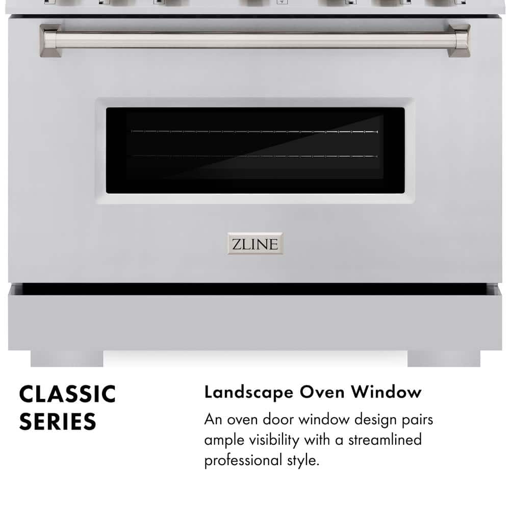 ZLINE 36'' Stainless Steel Gas Range with Convection Oven