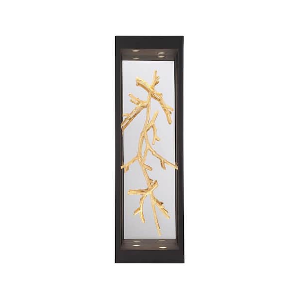 Eurofase Aerie Black/Gold Outdoor Hardwired Wall Sconce with Integrated LED