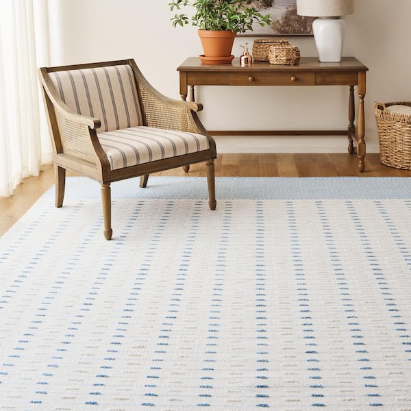 Martha Stewart Denali 5 ft. x 8 ft. Light Blue/Ivory Zig-Zag Striped Area Rug