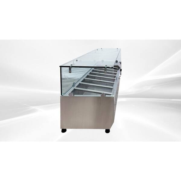 Locally made stainless steel food warmer with curved glass sneeze
