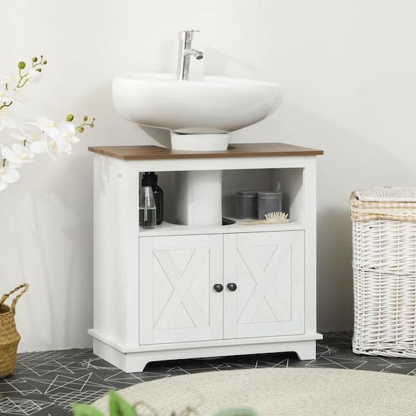 kleankin Small Bathroom Vanity Free Standing Cabinet Modern Storage