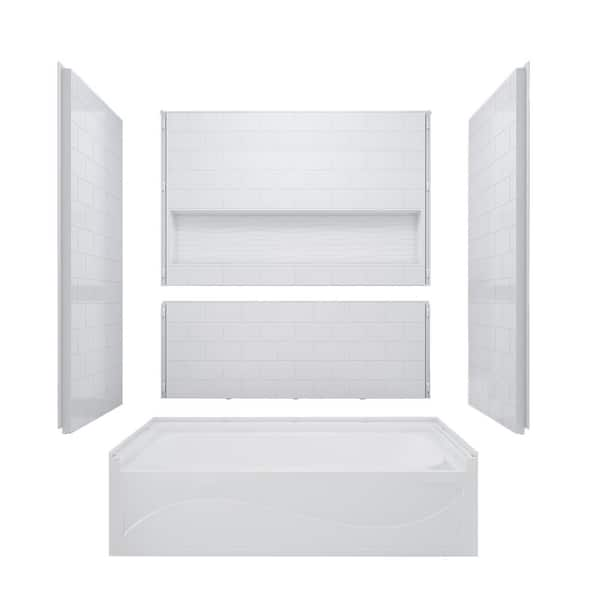 60 in. H x 32 in. W 4-Piece Direct-to-Stud Acrylic Alcove Tub Surround in White