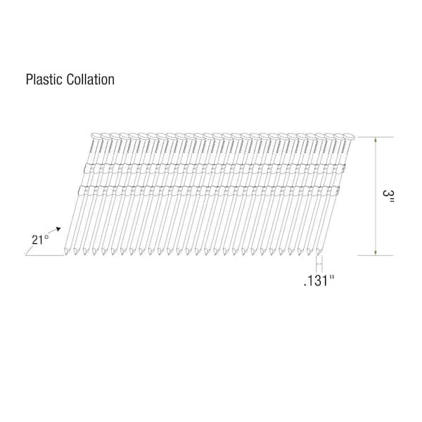 Grip-Rite - 3 in. x 0.131 in. 21° Plastic Collated Smooth Shank Framing Nails 4000 per Box