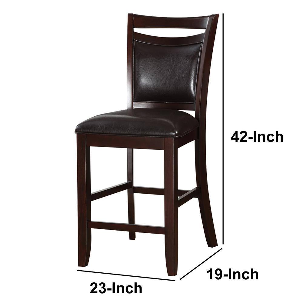 High Black Faux Leather Upholstered Side Chair with Wood Frame