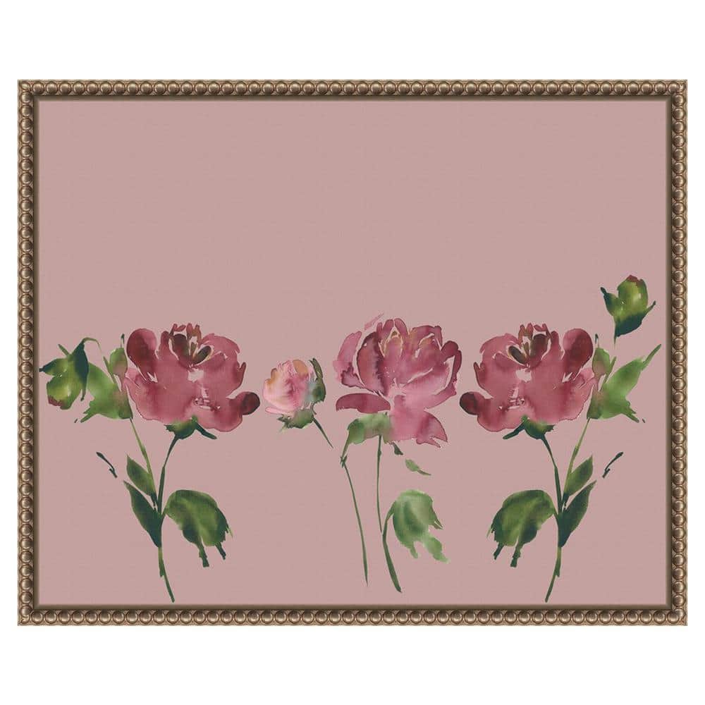 Mauve Peonies Beaded Framed Canvas Wall Art