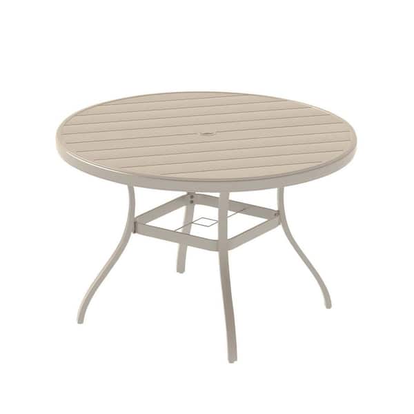 6 person round patio table with umbrella hole Outdoor Wood Picnic Bench Set Crafted from e MAISON ARTS 7 Pieces Outdoor