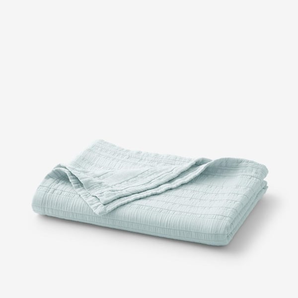 The Company Store Matera Stripe Sky Blue Throw Blanket
