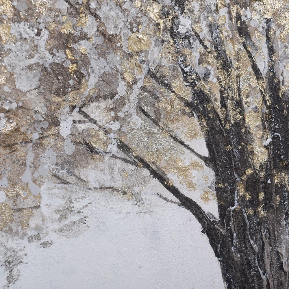 Gold Foliage Shadow Box Wall Art with Silver Frame
