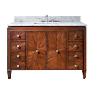 Brentwood 49 in. W x 22 in. D x 35 in. H Vanity in New Walnut with Marble Vanity Top in Carrara White and Basin